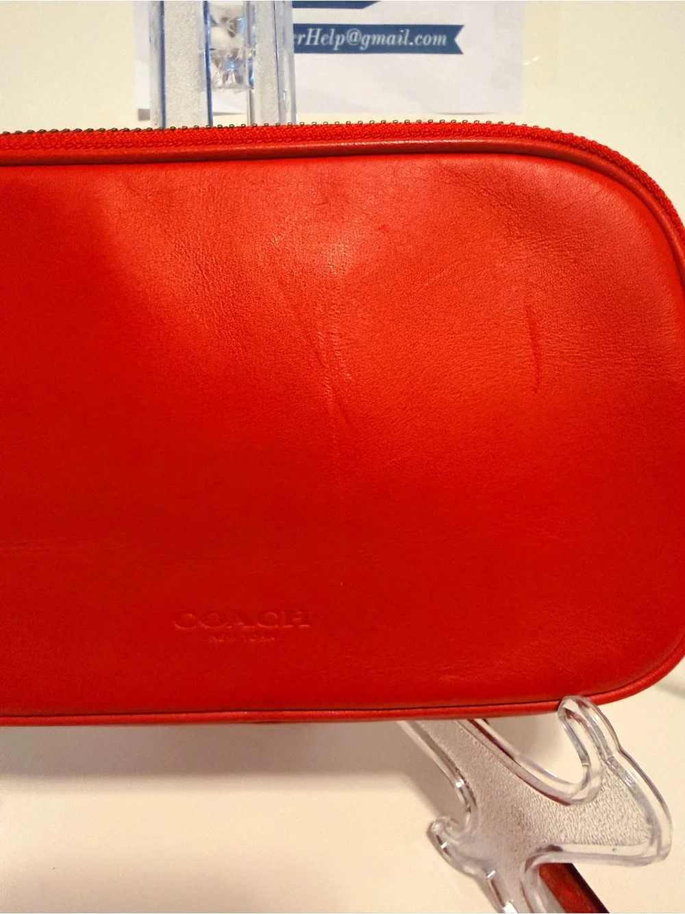Coach Red Leather Crossbody with Motorcycle Mickey Detail - Picture 10 of 10